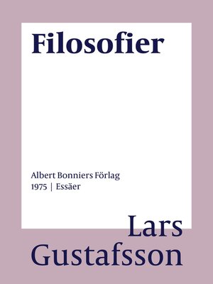 cover image of Filosofier